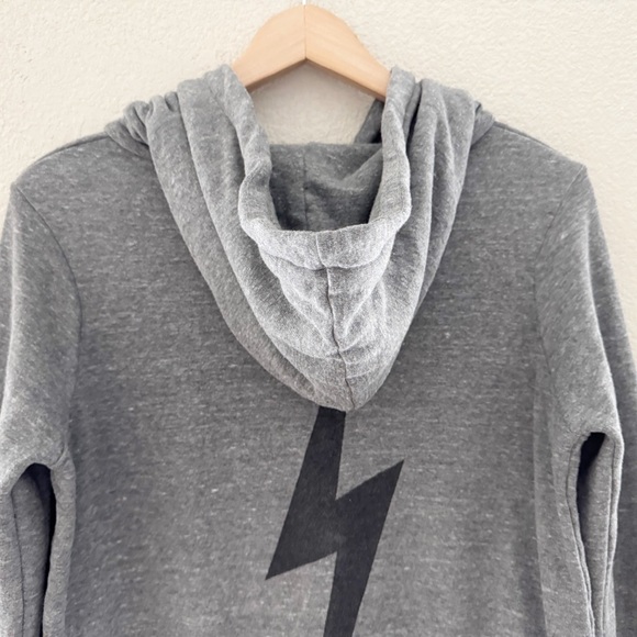 Aviator Nation Bolt Hoodie Zip Cotton Fleece Gray Casual Beach Coastal USA XS - Picture 9 of 15